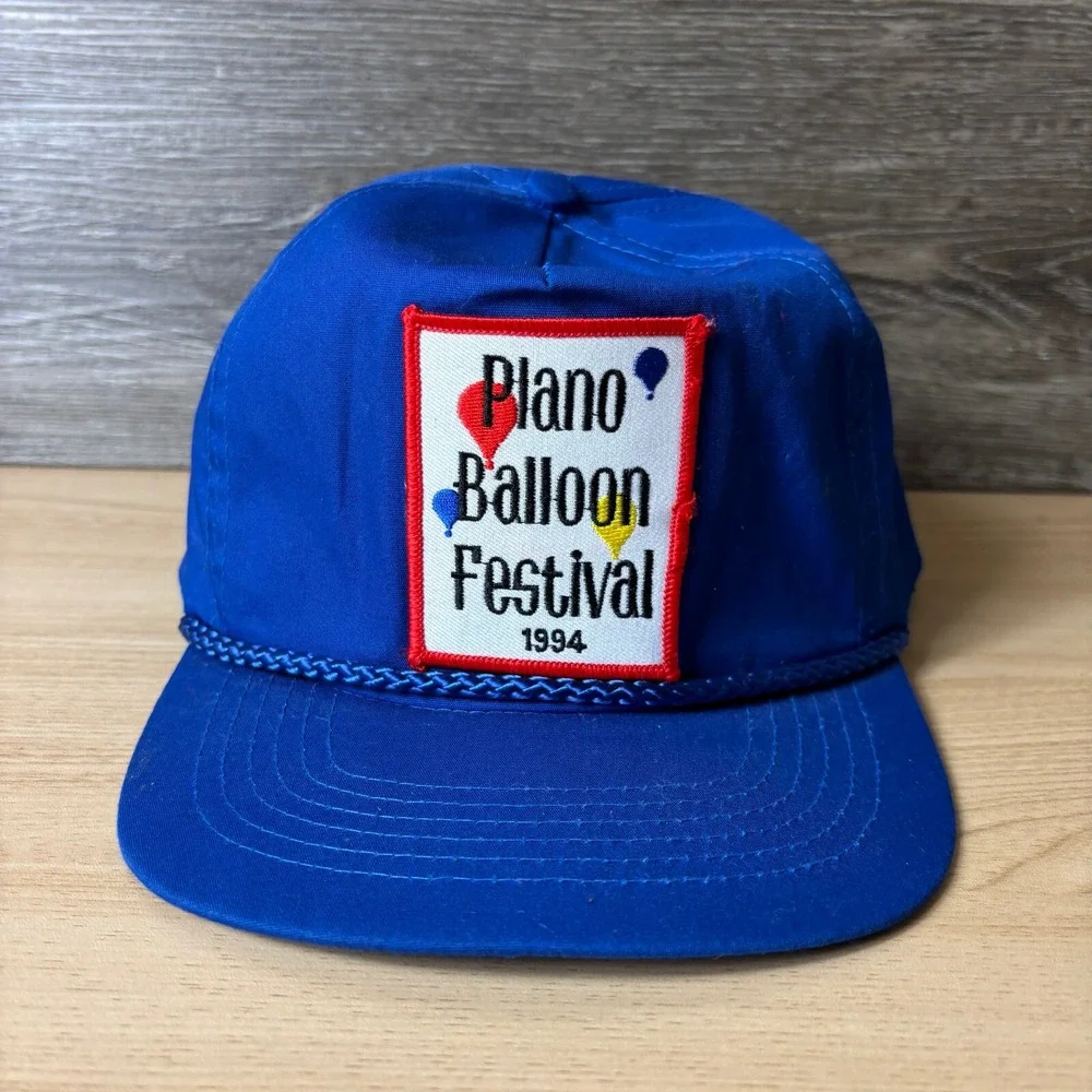 Vintage Plano Hat Cap Snapback Blue Trucker Texas Balloon Festival 1994